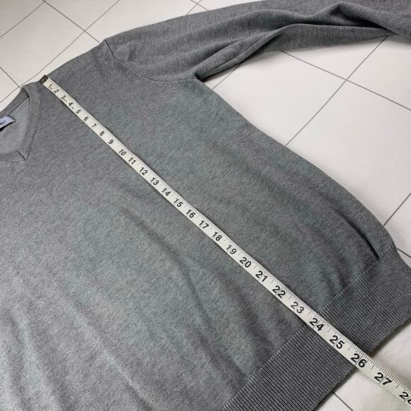 Paul Jones Sweater Mens Medium Gray V Neck Knit Pullover Casual Classic Stretch - Picture 5 of 5